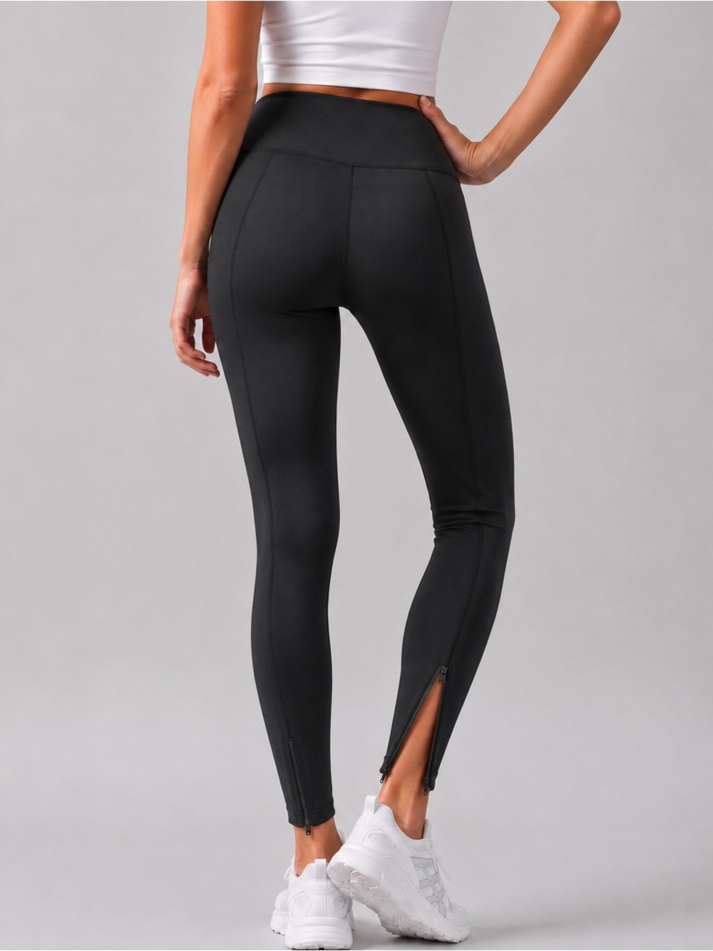 Athleta Headlands Hybrid Tight Pants 4 Black Zip Ankle Hiking Travel Leggings